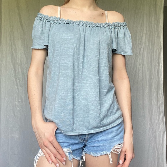 Max Studio Medium Light Blue Summer Top Blouse - Picture 5 of 11